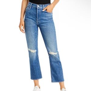 MOTHER Tomcat Jeans Distressed Straight Leg Crop Playing with Scissors Size 28